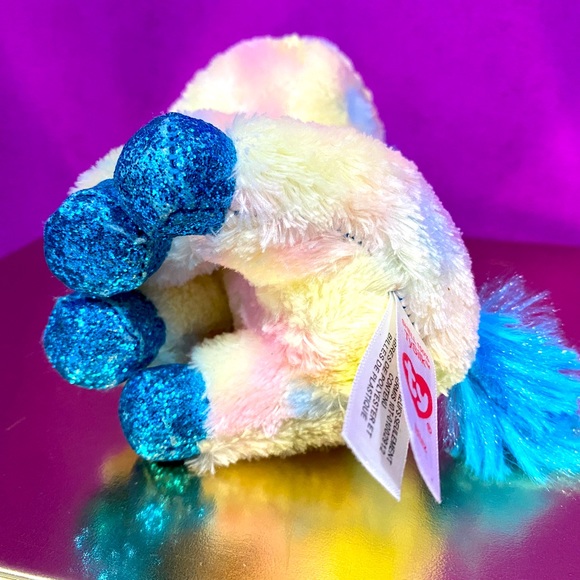 TYSILK BEANIE BOO BLITZ UNICORN SPARKLE BLUE EYES HOOVES & HORN TIE DYE  BODY - Picture 10 of 15